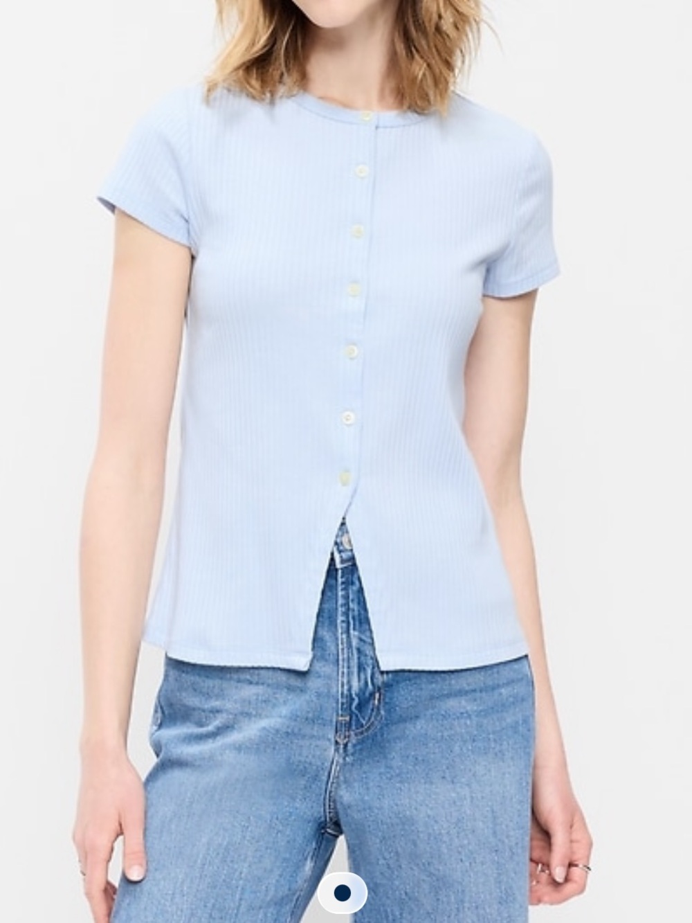 🩵Ribbed Button down Top